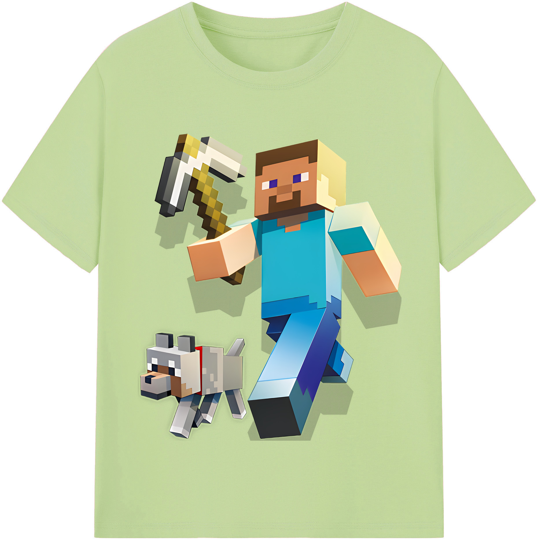 （画像用） マインクラフト ブロックの世界 Minecraft MC Block world 綿100％半袖Tシャツ（フロントプリント）